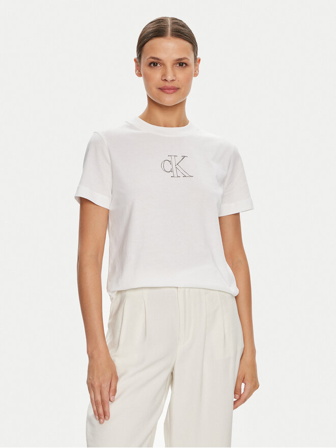 Calvin Klein Jeans Calvin Klein Jeans T-Shirt Outlined J20J224791 Λευκό Regular Fit