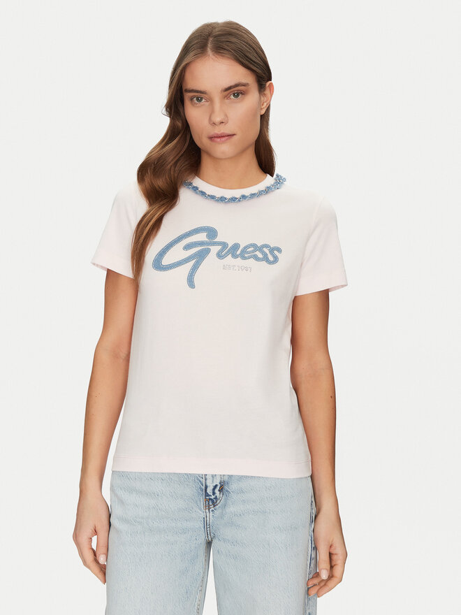 Guess Guess Marškinėliai W5GI03I3Z14 Rožinė Regular Fit