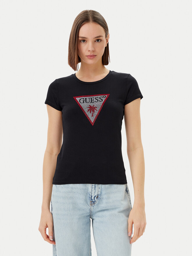 Guess Guess T-Shirt E5GI08 J1314 Μαύρο Slim Fit
