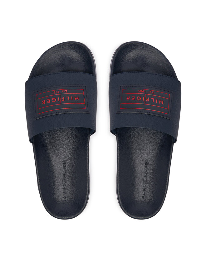 Tommy Hilfiger Pantoletten Tommy Hilfiger Patch Pool Slide FM0FM06008 Dunkelblau
