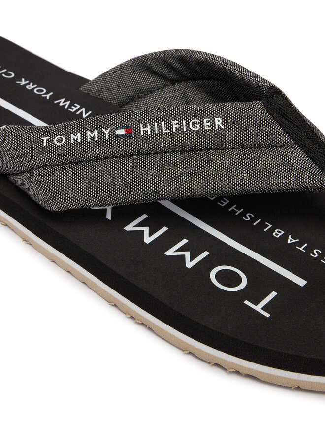 Tommy Hilfiger Zehentrenner Tommy Hilfiger Hilfiger Chambray Beach Sandal FM0FM05751 Grau