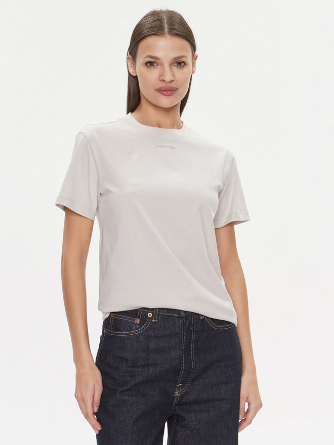 Calvin Klein Calvin Klein Camiseta Metallic Micro Logo T Shirt K20K206967 Beis Regular Fit