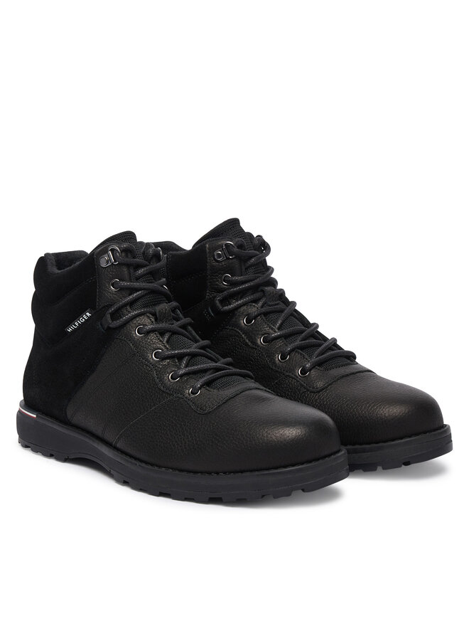 Tommy Hilfiger Schnürschuhe Tommy Hilfiger Corporate Outdoor Warm Lth Boot FM0FM05991 Schwarz