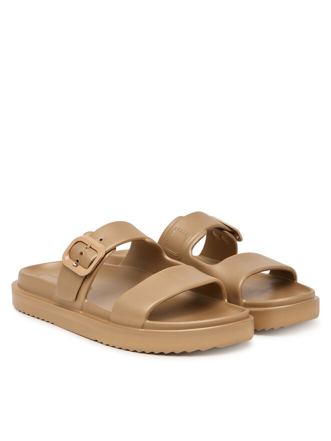 Tommy Hilfiger Pantoletten Tommy Hilfiger Double Strap FW0FW09114 Beige