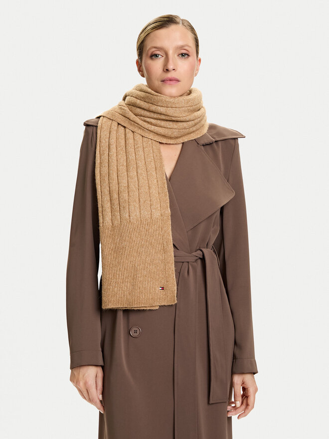 Tommy Hilfiger Зимен шал Tommy Hilfiger Flag Fluffy AW0AW17787 Бежов