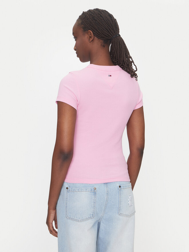 Tommy Jeans Tommy Jeans Marškinėliai Script Label DW0DW21402 Rožinė Slim Fit