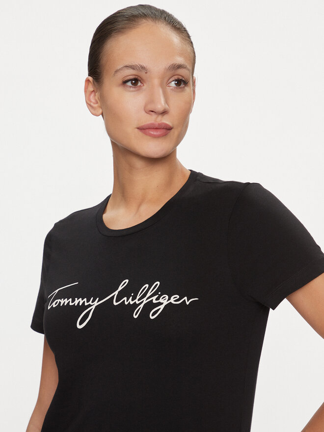 Tommy Hilfiger Tommy Hilfiger Marškinėliai Heritage Crew Neck Graphic Tee WW0WW24967 Juoda Regular Fit