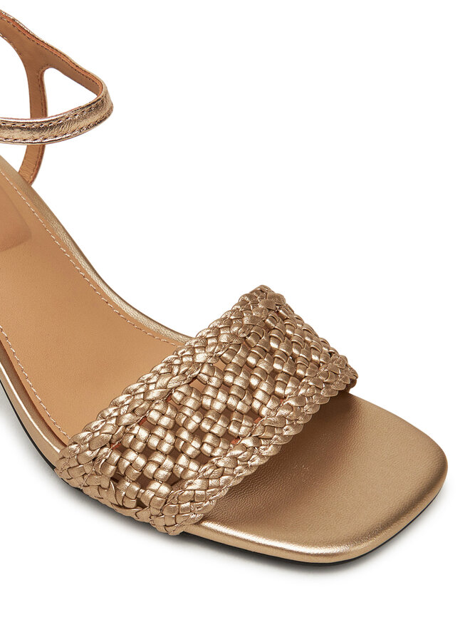 Tommy Hilfiger Sandały Tommy Hilfiger Metallic Lthr Kitten Sandal FW0FW08611 Złoty