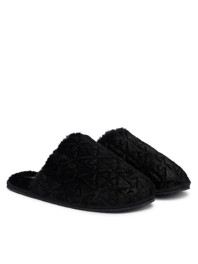 Calvin Klein Hausschuhe Calvin Klein Home Slipper Fur Aop HW0HW03218 Schwarz