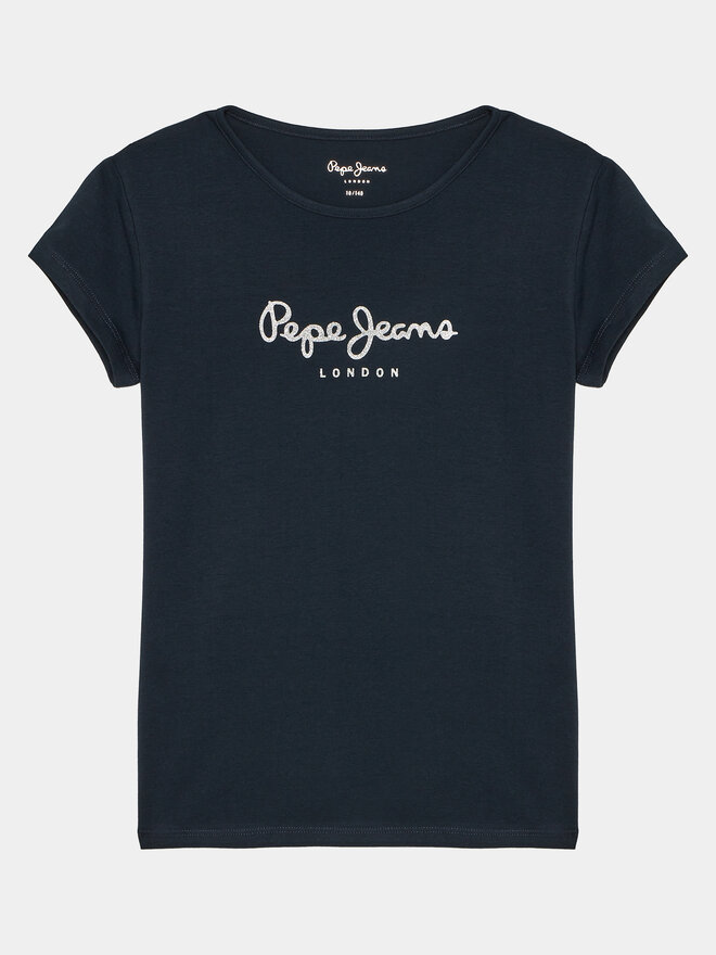 Pepe Jeans Pepe Jeans Marškinėliai Hana Glitter PG503064 Tamsiai mėlyna Slim Fit