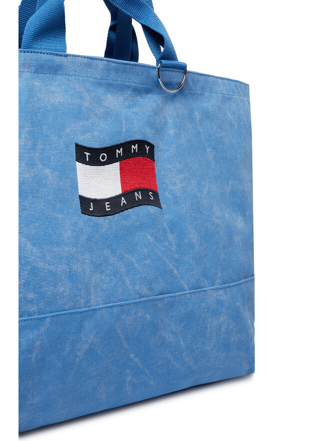 Tommy Jeans Handtasche Tommy Jeans Wavy Flag Canvas Tote Bag AW0AW18466 Blau