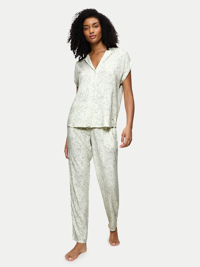 Triumph Triumph Pižama Boyfriend 10222611 Zelena Relaxed Fit