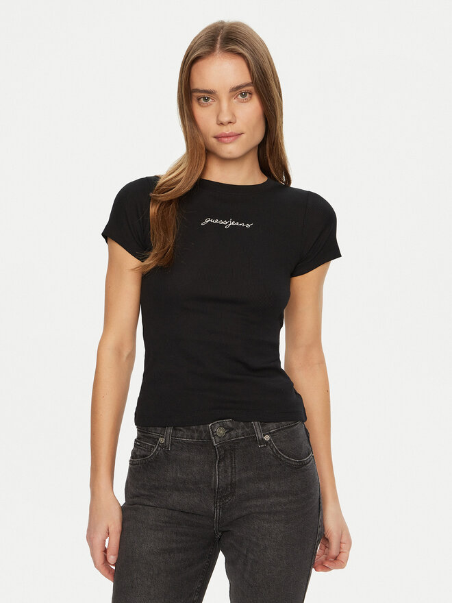 Guess Jeans Guess Jeans Marškinėliai W5RI57 KA0H1 Juoda Slim Fit