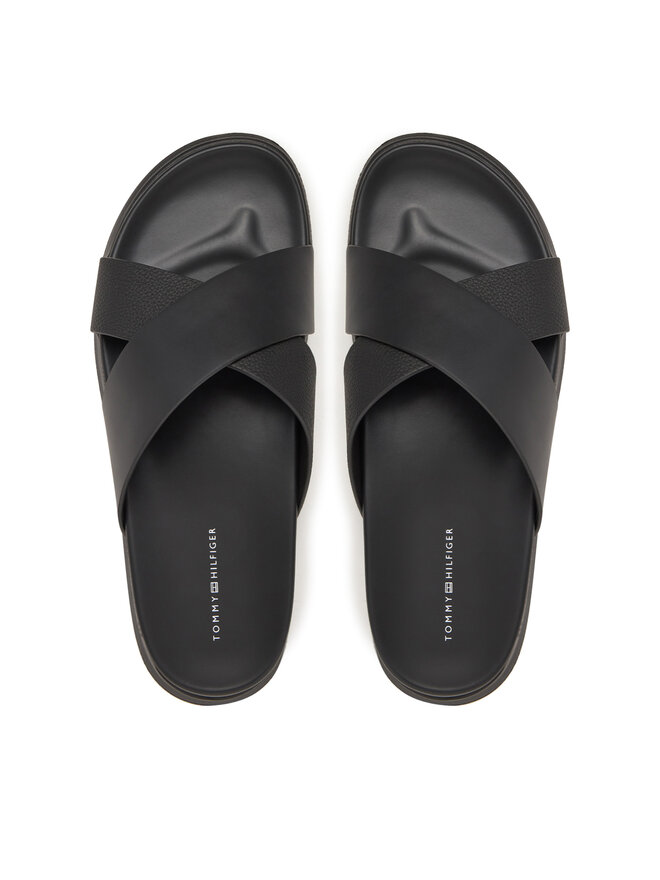 Tommy Hilfiger Παντόφλες Tommy Hilfiger D Density Hilfiger Lth Cc Sand FM0FM05358 Μαύρο