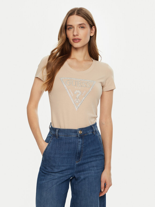Guess Guess Marškinėliai W5RI11 J1314 Smėlio Regular Fit