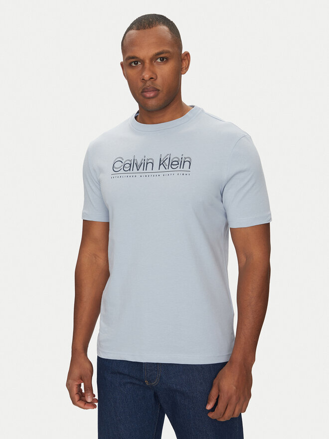 Calvin Klein Calvin Klein Camiseta Double Logo K10K114149 Celeste Regular Fit