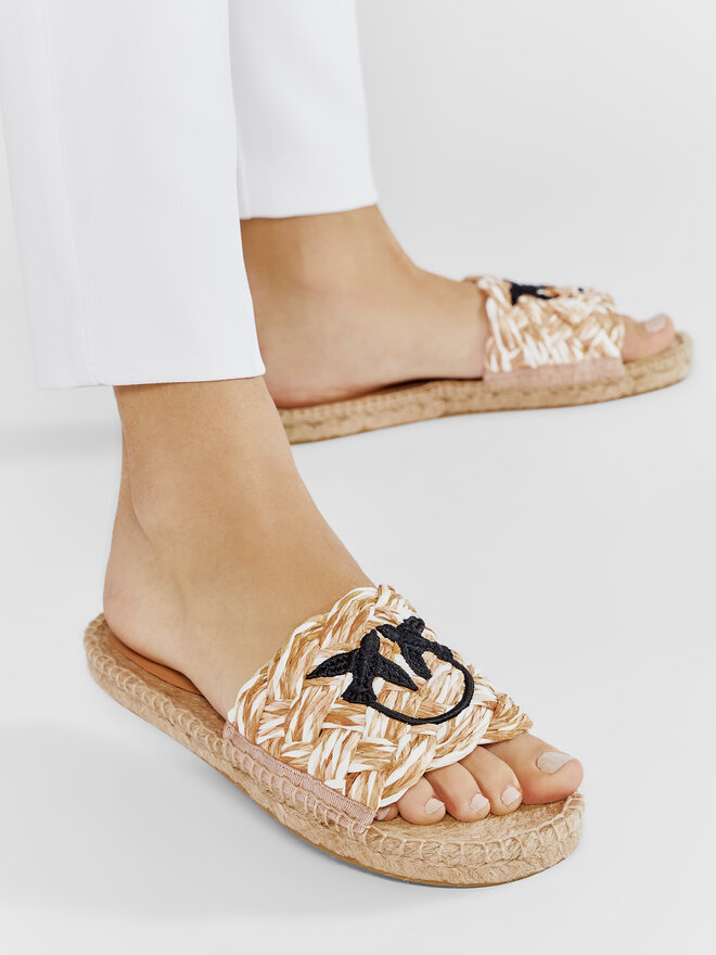 Espadrilles Pinko Greta Ciabatta PE 22 BLKS1 1H2115 Y866 Beige chaussures