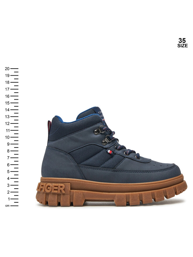 Tommy Hilfiger Šnurovacia obuv Tommy Hilfiger Lace-Up Bootie T3X5-33707-1492 S Tmavomodrá