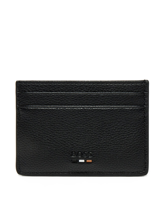 BOSS Kredītkaršu turētājs BOSS Grained faux-leather card holder with signature details 50536513 Melns