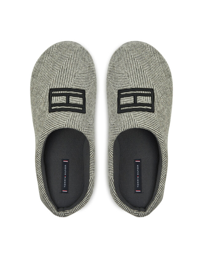 Tommy Hilfiger Papuče Tommy Hilfiger Flag Herringbone House Shoe FM0FM05304 Siva