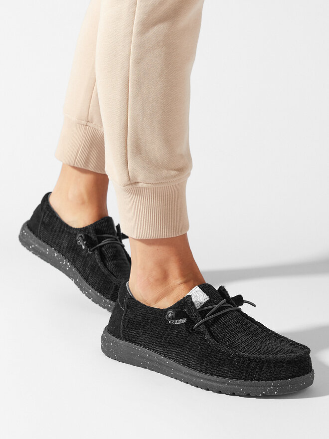 Hey Dude Īsi apavi Hey Dude Wendy Wave Corduroy 40195-001 Melns