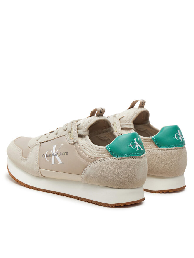 Calvin Klein Jeans Snīkeri Calvin Klein Jeans Runner Sock Laceup Ny-Lth YM0YM00553 Bēšs
