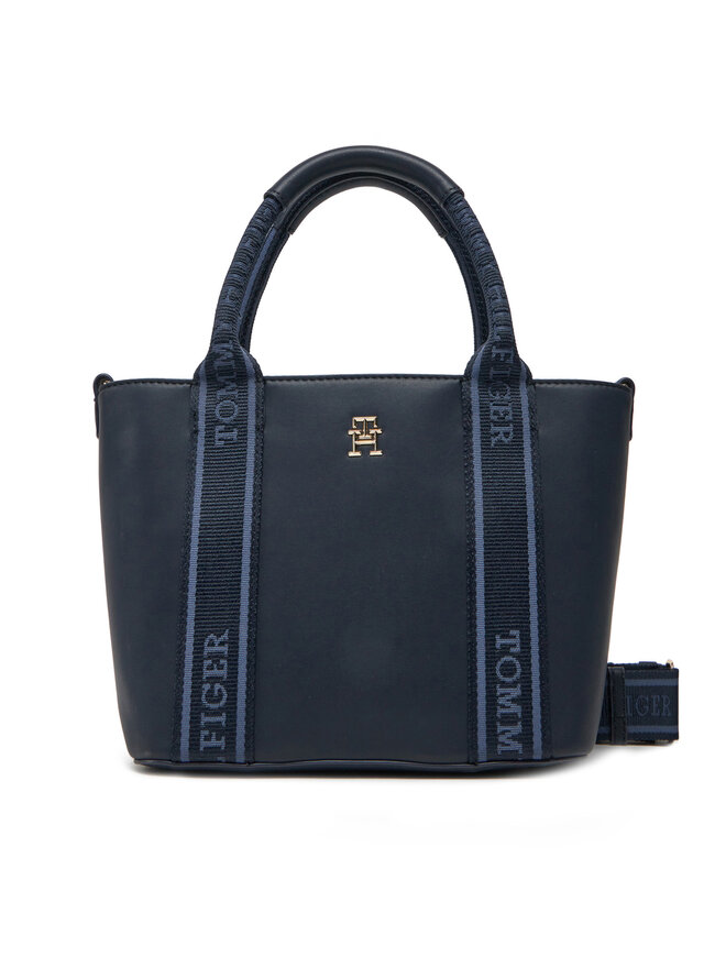 Tommy Hilfiger Handtasche Tommy Hilfiger Th Logotape Mini Tote AW0AW17201 Dunkelblau