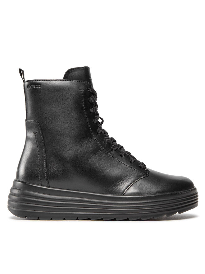 Geox Damen Stiefeletten D Phaolae A – Aus Glattleder, Mit Reißverschluss & Schnürung, Absatz 5 Cm