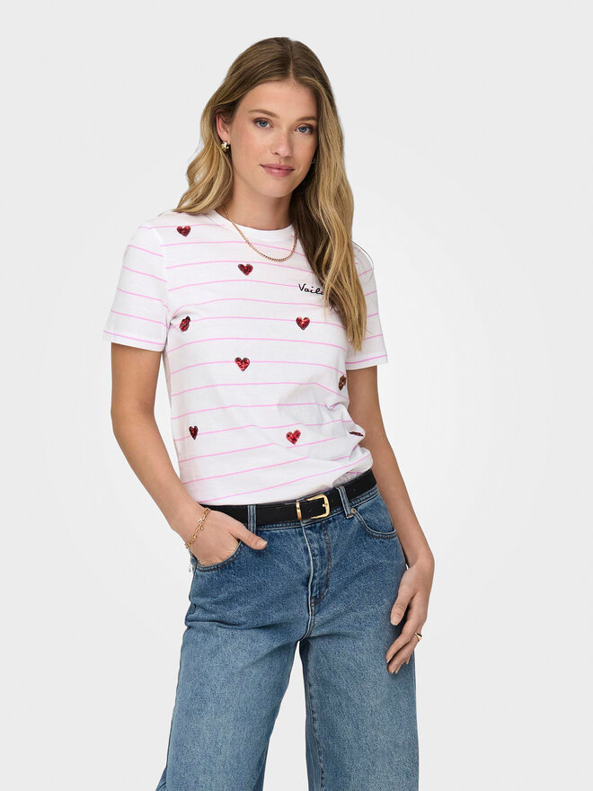 ONLY ONLY Camiseta Kita 15316574 Blanco Regular Fit
