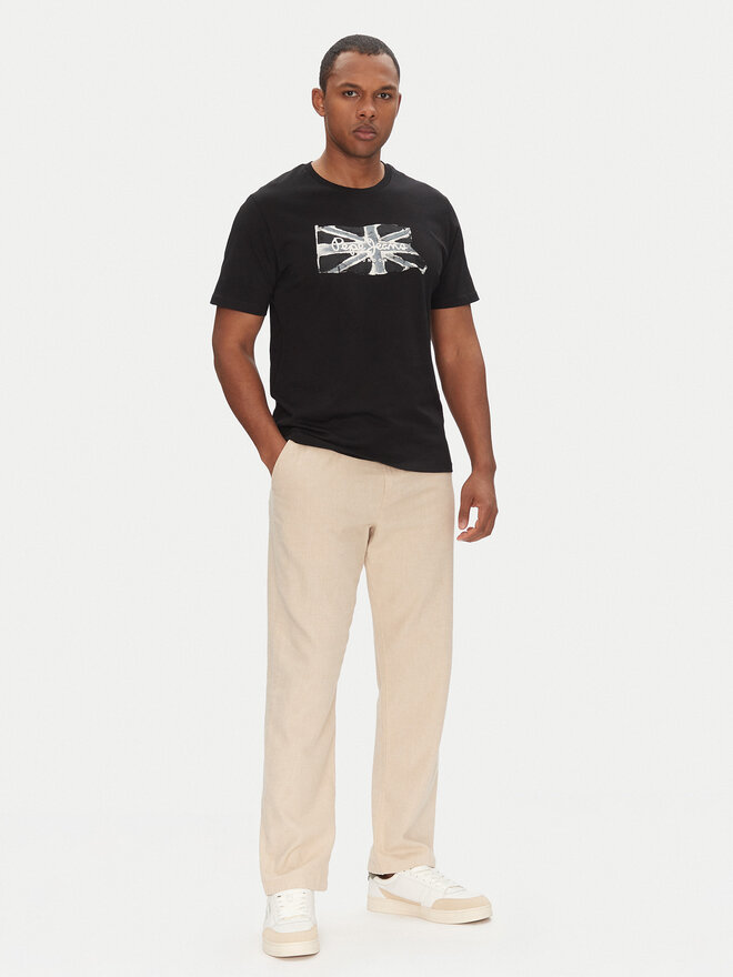 Pepe Jeans Pepe Jeans Marškinėliai Flag PM509720 Juoda Regular Fit