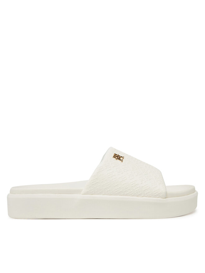 Tommy Hilfiger Klapki Tommy Hilfiger Platform Monogram Poolslide FW0FW08526 Biały