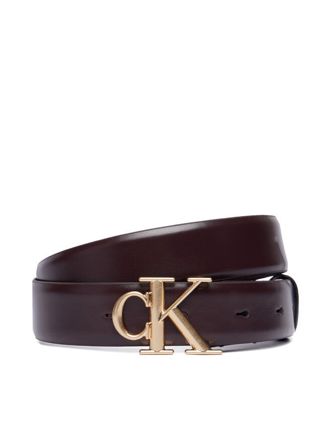 Calvin Klein Damengürtel Calvin Klein Round Ck Buckle 30Mm Belt Smooth LV04F7074G Dunkelrot