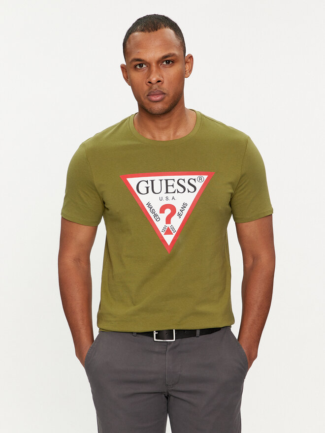 Guess Guess Marškinėliai Logo M2YI71 I3Z14 Žalia Slim Fit
