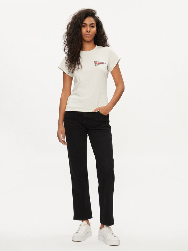 Wrangler Wrangler Marškinėliai Shrunken Band 112350301 Écru Slim Fit