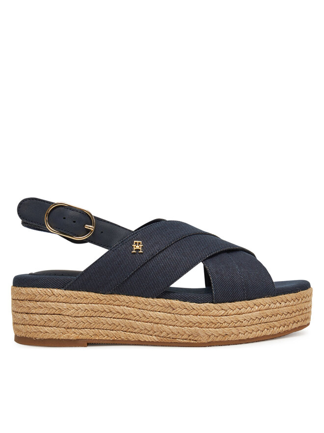 Tommy Hilfiger Espadryle Tommy Hilfiger Denim Espadrille Platform Sandal FW0FW08669 Granatowy