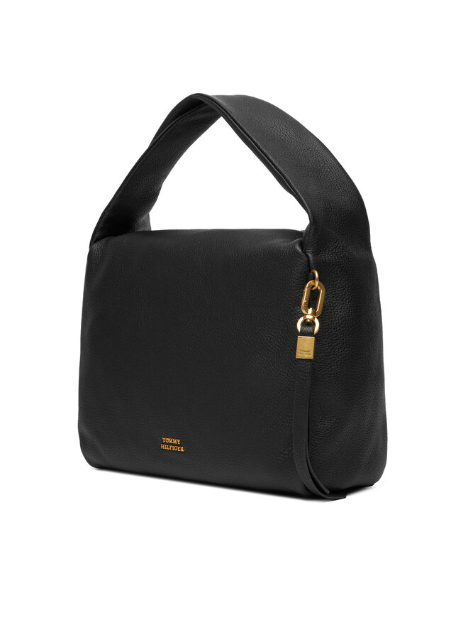 Tommy Hilfiger Handtasche Tommy Hilfiger City Leather Shoulder Bag AW0AW18152 Schwarz
