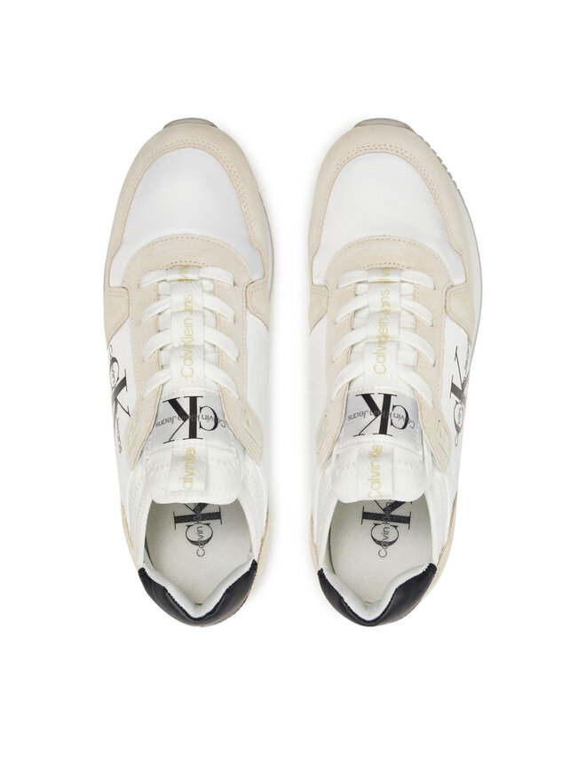 Calvin Klein Jeans Sneakersy Calvin Klein Jeans Runner Sock Laceup Ny-Lth Wn YW0YW00840 Biały