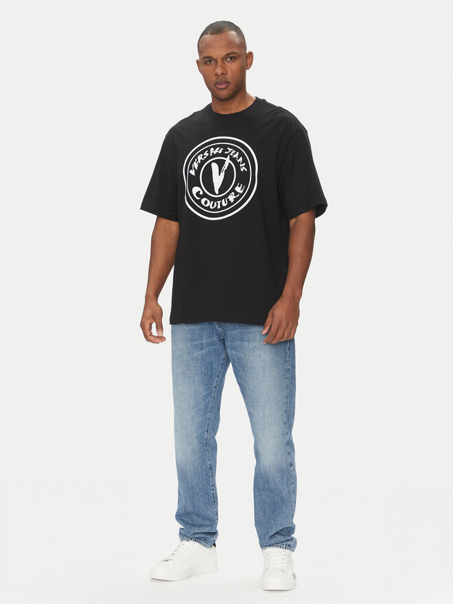Versace Jeans Couture Versace Jeans Couture Póló 78GAHE08 Fekete Regular Fit