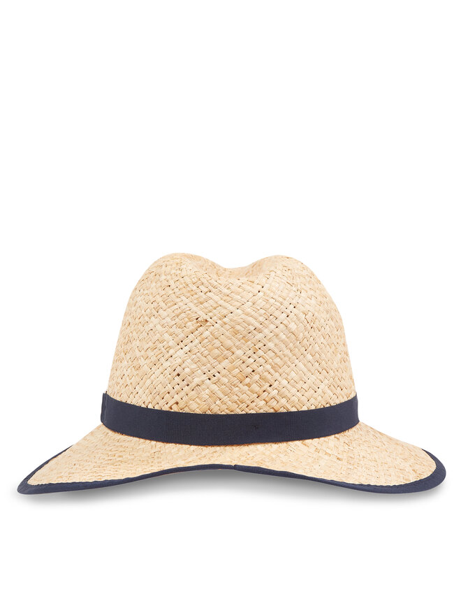Tommy Hilfiger Cappello Tommy Hilfiger Beach Summer Straw Fedora Hat AW0AW16044 Écru