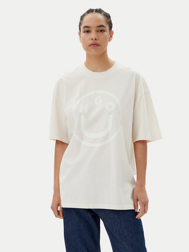 HUGO HUGO Camiseta 50511471 Beis Oversize