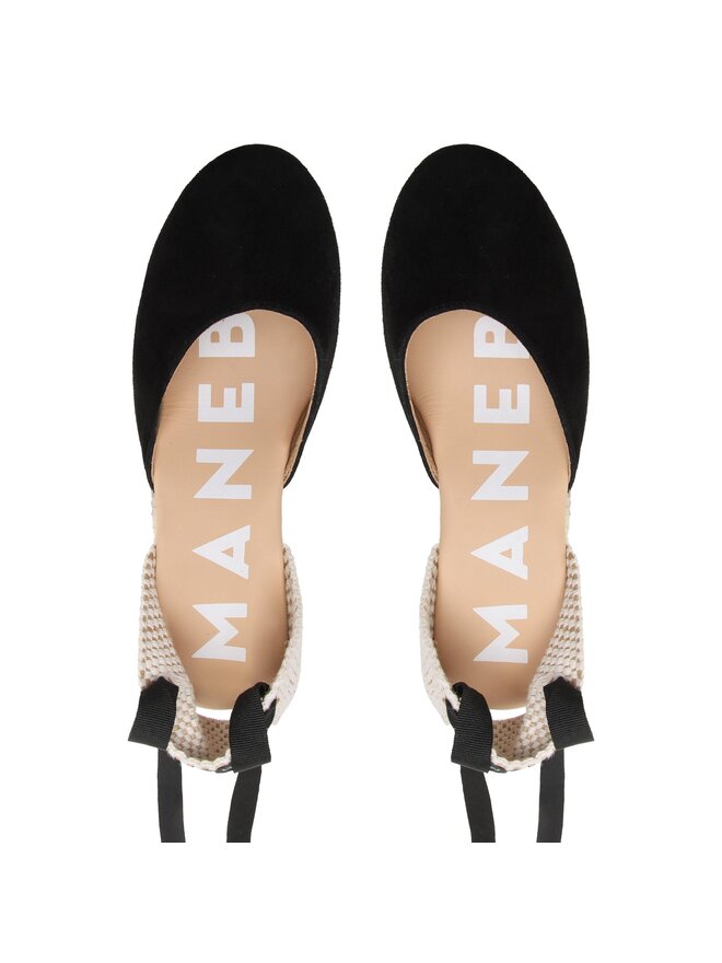 Manebi Espadrilles Manebi Soft Suede Low Wedge Espadrilles K 1.0 WL Melns