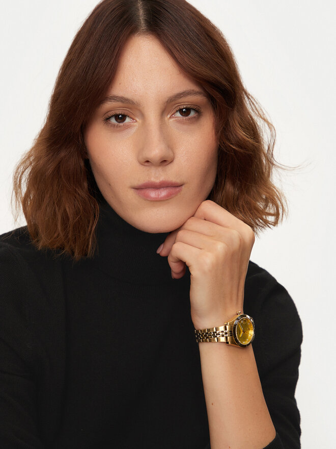 Fossil Ročna ura Fossil Scarlette ES5338 Zlata