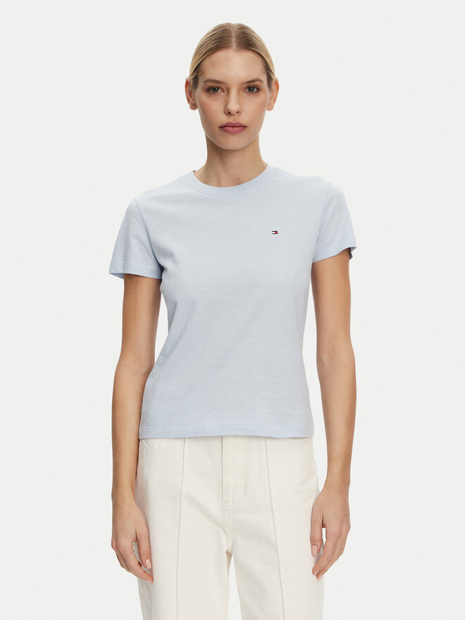 Tommy Hilfiger Tommy Hilfiger Camiseta Slub WW0WW44433 Celeste Slim Fit