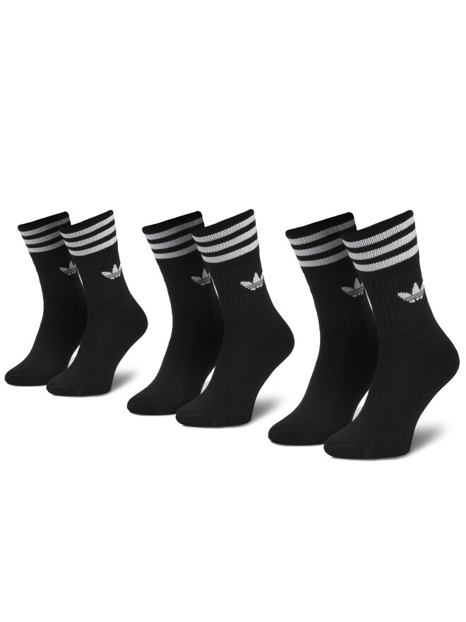 Zestaw 3 par wysokich skarpet unisex adidas Solid Crew Sock S21490 Czarny |  eobuwie.com.pl