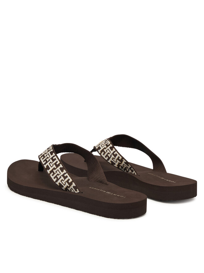 Tommy Hilfiger Zehentrenner Tommy Hilfiger Corportate Sandal FW0FW09610 Braun