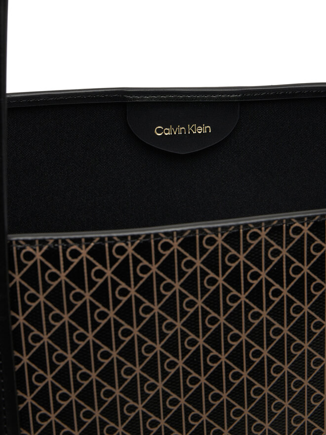 Calvin Klein Handtasche Calvin Klein Emblem Aop Tote W/ Pouch LV04F3266G Schwarz
