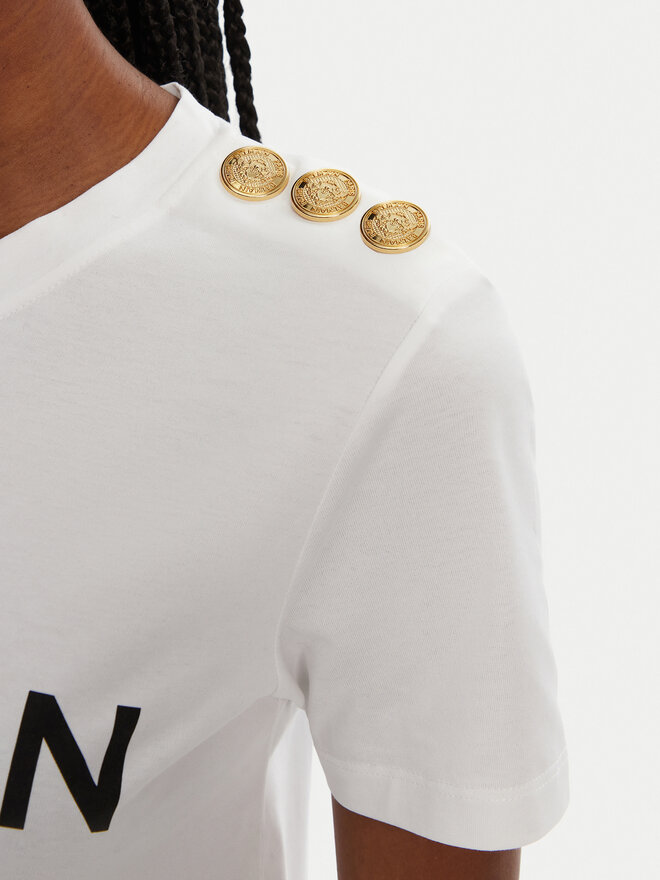 Balmain Balmain T-Shirt BF1EF005BB02 Λευκό Regular Fit