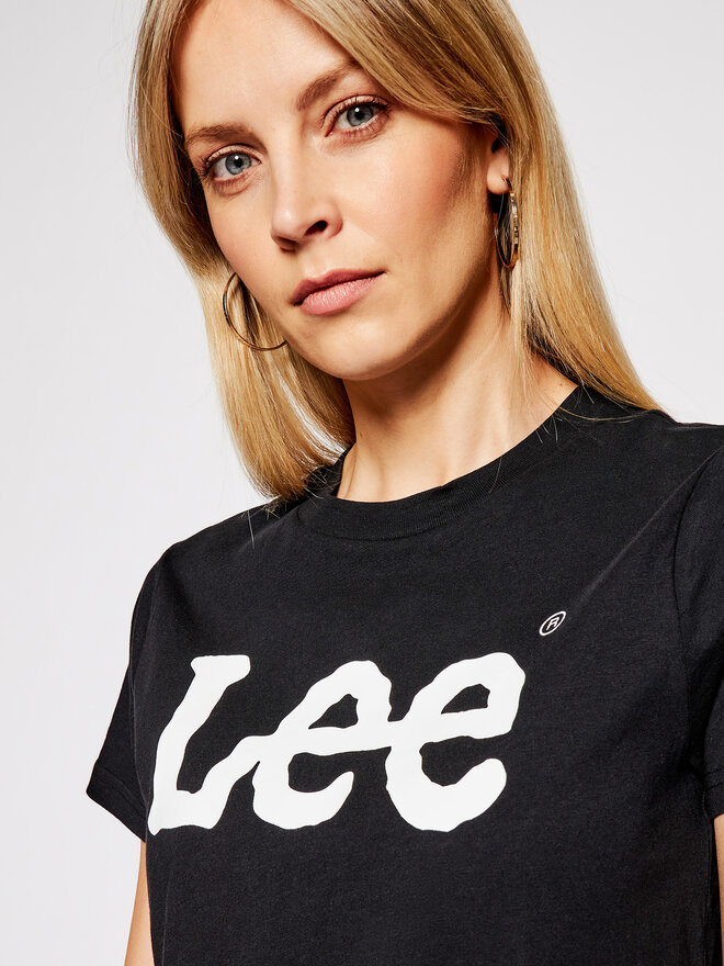 Lee Lee Marškinėliai Logo Tee L42UER01 112109467 Juoda Regular Fit