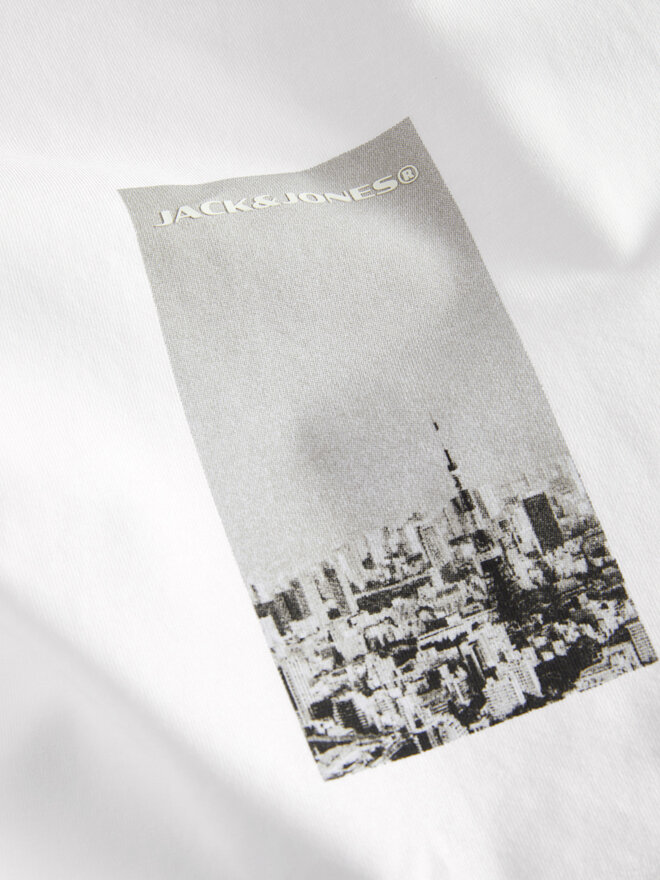 Jack&Jones Jack&Jones Marškinėliai Pacer Photo 12273775 Balta Relaxed Fit