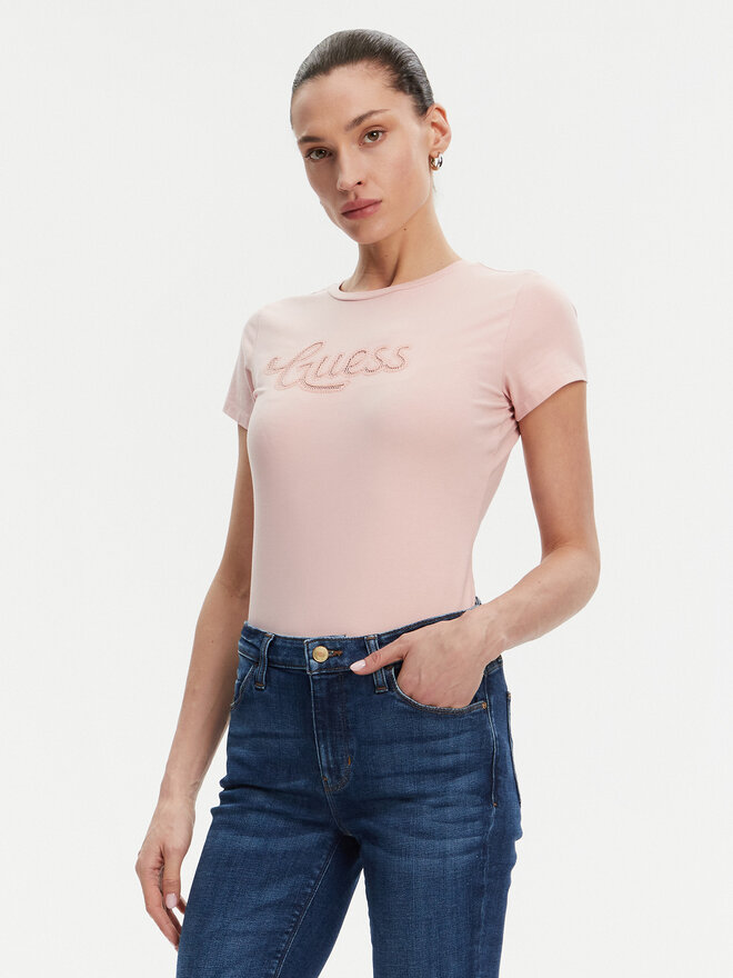 Guess Guess T-Shirt W5GI47 KA0Q1 Ροζ Slim Fit